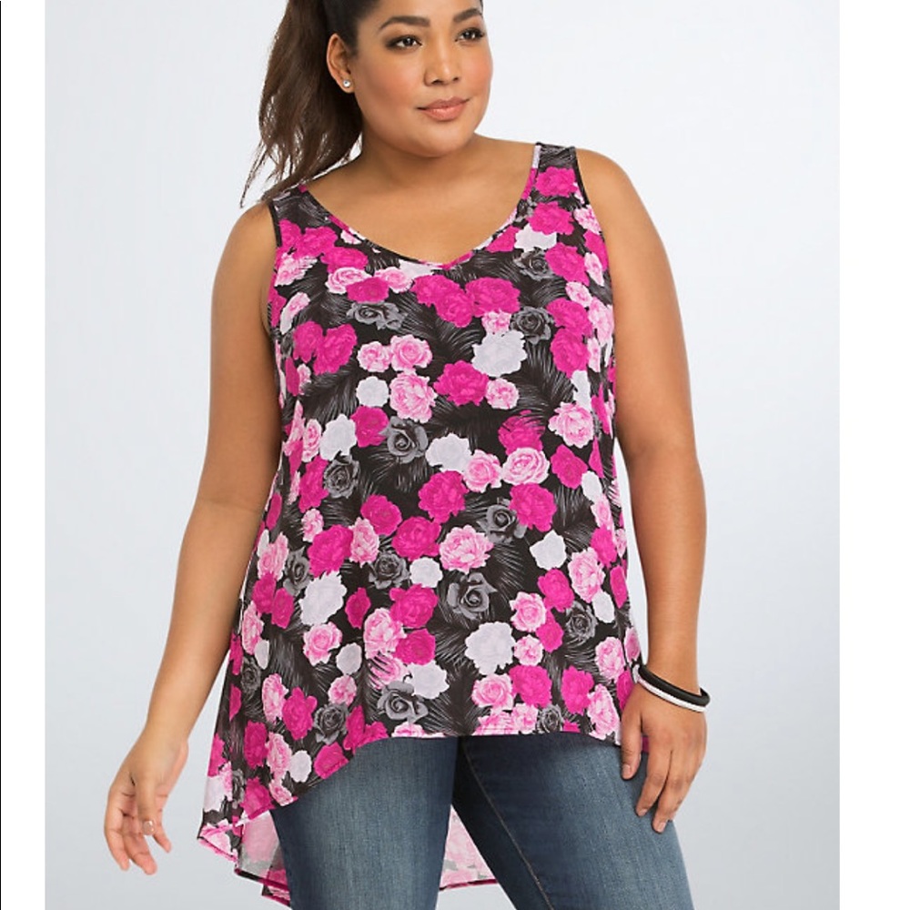 Torrid ROSE CHIFFON HI-LO TANK TOP